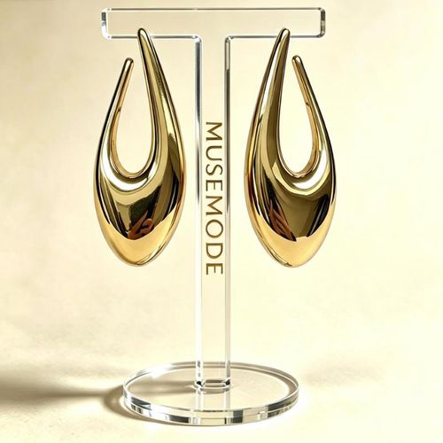 Grandes boucles d'oreilles pendantes exagérées pour femmes en forme de U creux - Or
