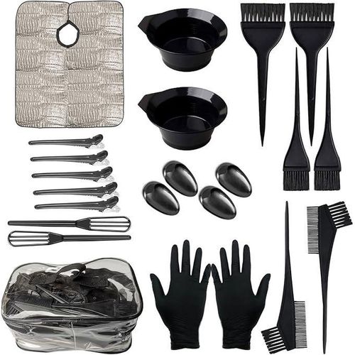 Ce kit de coloration capillaire de 20 pièces comprend un bol à colorer les cheveux, un pinceau à colorer les cheveux, des couvre-oreilles et des gants, adaptés à la coloration capillaire maison, à la décoloration et aux outils de séchage des cheveux.