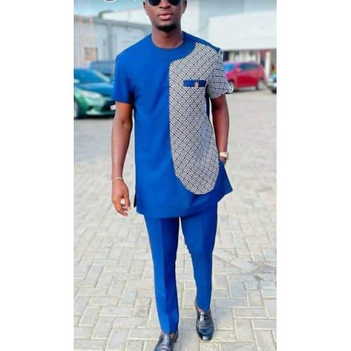Complet Homme Manches Courtes - En Coton Glassé - Bleu
