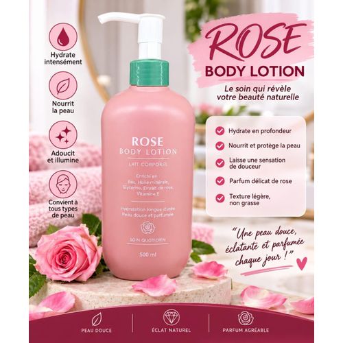 Lait Corporel Hydratant à l’Extrait de Rose – 500 ml