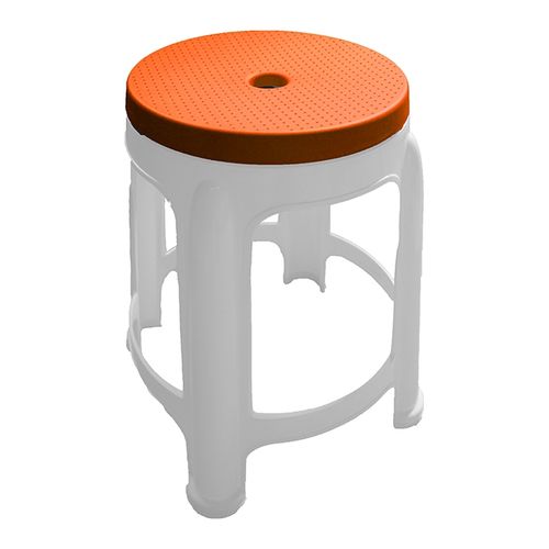 Tabouret - Plastique - Orange/Blanc