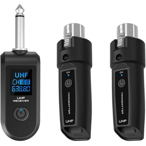 Émetteur et récepteur de microphone sans fil 2.4GHz, système de microphone sans fil avec interface XLR - 1 récepteur + 2 émetteurs