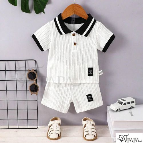 0-1 an Bébé Garçon Fille Ensemble Polo et Short Design Classique Été Casual Fête Tenue Respirante Manches Courtes Neutral Unisexe Vetements Enfants