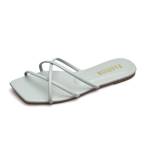 Sandale plate femme vert claire