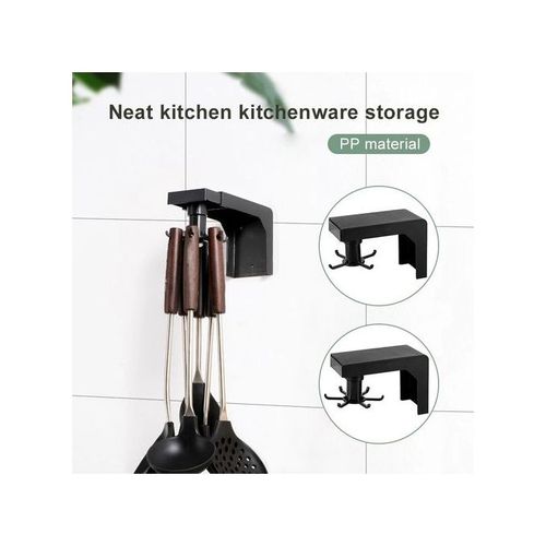 Support De Rangement Auto-Adhésif Multifonction 6 Crochets Rotation 360 °-Noir