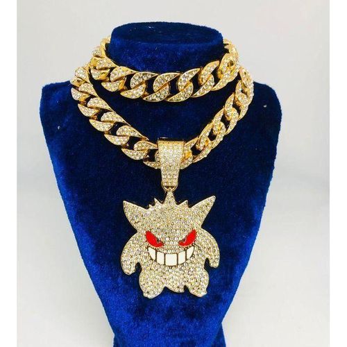 Chic Chaîne En Strass Or Chaîne Luxueuse Bling Médaillée POKEMAN BG