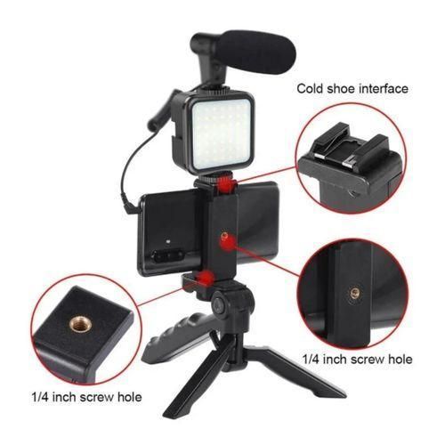 Kit de vlogging et création vidéo AY-49 mini trépied universel, une lampe LED Bluetooth