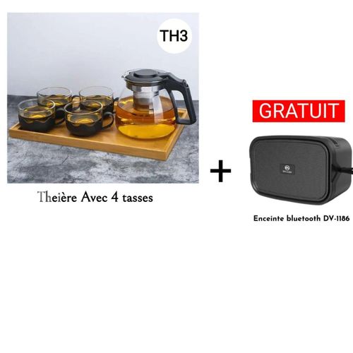 théière en verre avec 4 tasses + bluetooth DV1186 gratuit