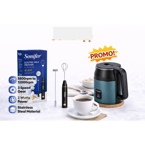 Mousseur à Lait Électrique + Bouilloire Électrique – Pack Café & Thé Moderne