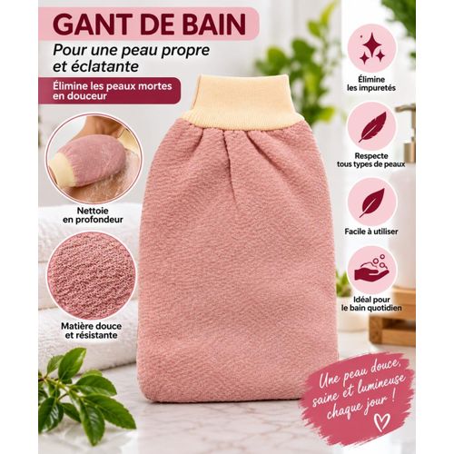 Gant de Bain Exfoliant – Gommage Doux pour le Corps – Nettoyage en Profondeur