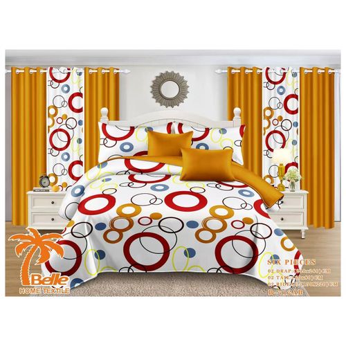 Draps de Lit 3 places, 2 Draps ,2 taies, 2 Rideaux