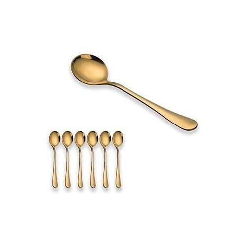 Lots De 6 Cuillère Dorée En Acier Inoxydable