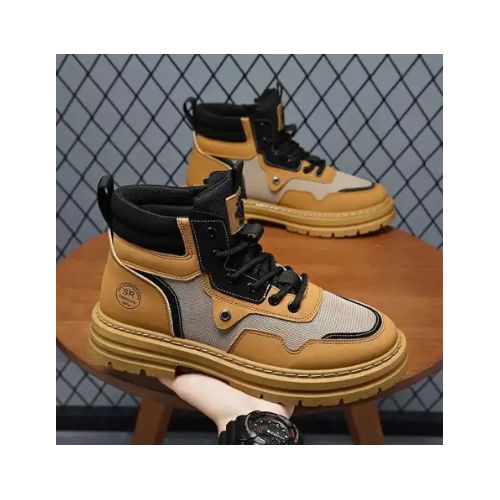 Bottes à Lacets pour Hommes, Chaussures de Randonnée, Confortables et Résistantes - Marron