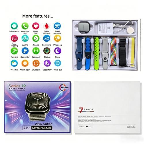 Série 10 7-en-1 bracelet 2.2 Bluetooth appel plein écran tactile Smartwatch- pour Android et iOS