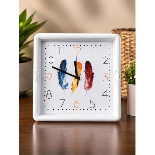 Horloge Murale Décorative Carrée avec Design Plumes