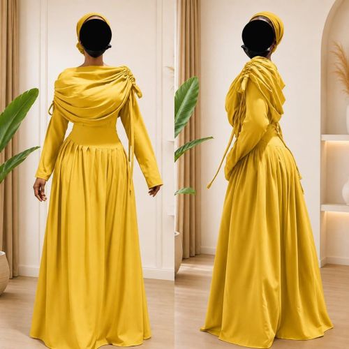 Robe Longue Élégante Femme avec Drapé Plissé – Style Chic