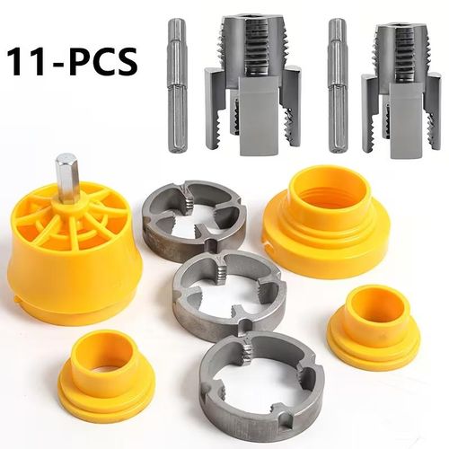 Kit de filetage de tuyaux pour perceuse électrique (11 pièces), Jeu de tarauds pour tuyaux en plastique