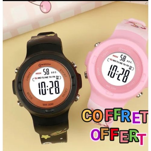 MONTRE MULTI - FONCTION ENFANTS GARÇON ET FILLE, RÉSISTANT À L'EAU 30M, COULEUR BONBONS
