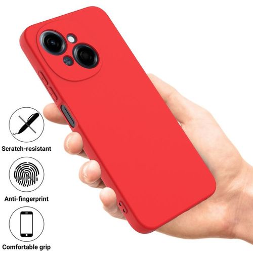 Coque en silicone compatible Tecno Pop 9 avec 1 antichoc (6.67" pouces) - Rouge