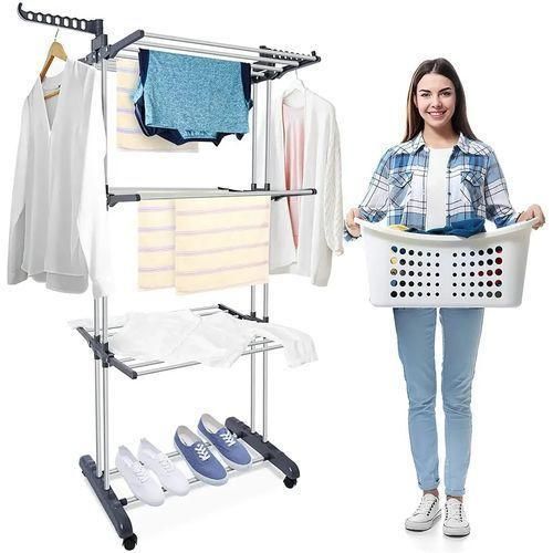 Sechoir A Linge Inox Etendoir Robuste Ailes Pliables