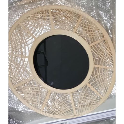 Miroir Décoratif Circulaire, Cadre Tressé en Osier Naturel