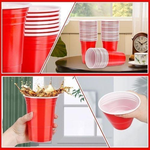 Agréable Lot De 50 Gobelets Réutilisables En Plastique Rouge