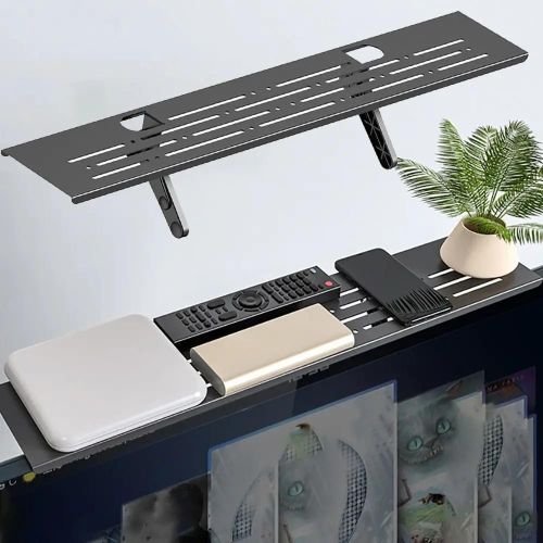 Étagère supérieure universelle pour téléviseur, support pour ordinateur/routeur/présentoir à domicile/au bureau pour gagner de la place, convient aux téléviseurs/moniteurs (60 cm de long + grands pieds de support en ABS).
