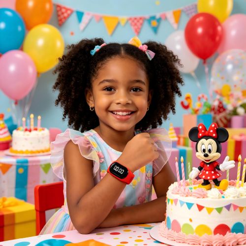 Montre LED pour enfants, motif Minnie Mouse adorable, bracelet en silicone souple ajustable, affichage numérique, pour filles de 3 à 10 ans, montre de sport mignonne pour enfants