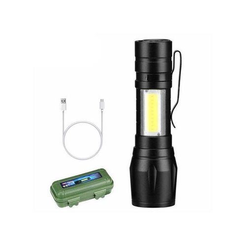 Torche De Poche Led De XPE + COB Avec L'Agrafe - Noir