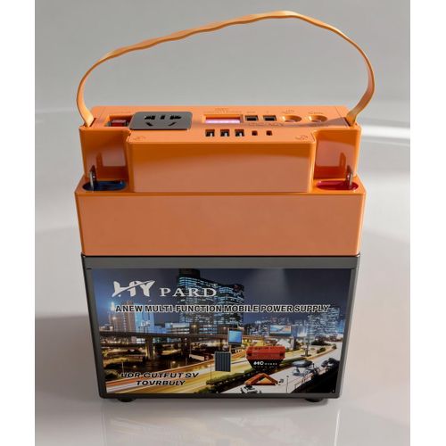 Station d'Énergie Portative Multifonction HY PARD 12V 200W – Generateur Solaire Portable avec Prise Secteur AC 220V, Multi-Ports USB 5V, Sorties DC 12V, Écran LED & Poignée de Transport