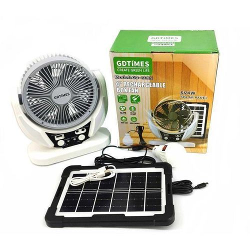 Ventilateur Solaire Rechargeable à énergie Solaire – Rotative 360° - Avec Lampe