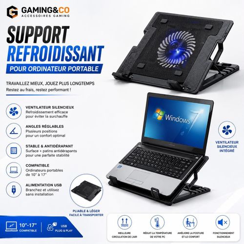 Support ordinateur portable coolerpad avec ventilateur 9 à 17 pouces