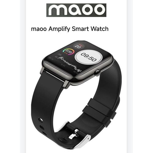 Montre intelligente MAOO AMPLIFY - Incl. protecteur d'écran – Fréquence cardiaque, tension artérielle, saturation sanguine, sommeil, distance – Podomètre – Montre intelligente pour hommes – Montre intelligente pour femmes – Montre – Zwart