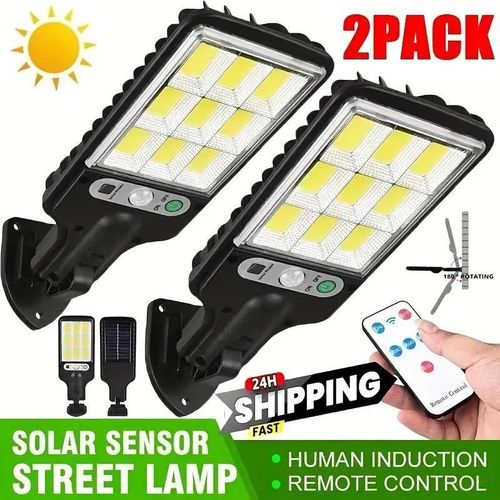 Pack de 2 Lampes Solaires LED 108 COB avec Détecteur de Mouvement, Télécommande