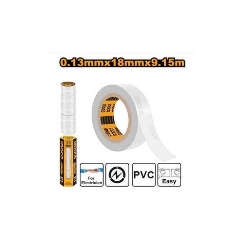 Ingco RUBAN ISOLANT ELECTRIQUE EN PVC 0.13mm BLANC HPET1108 10 Pcs BN