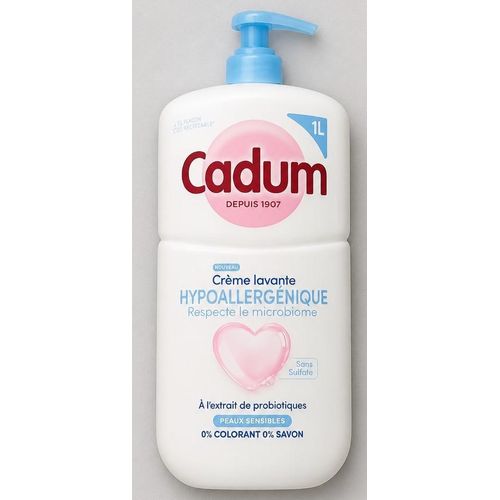 Gel Douche : Crème Lavante Hypoallergénique CADUM À L'extrait De Probiotiques Peaux sensibles 1L Importé De France