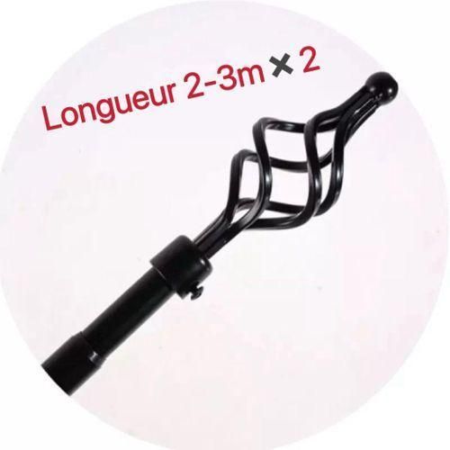 Belle Lot De 2 Tringles à Rideaux Extensible 2m- 3m noir