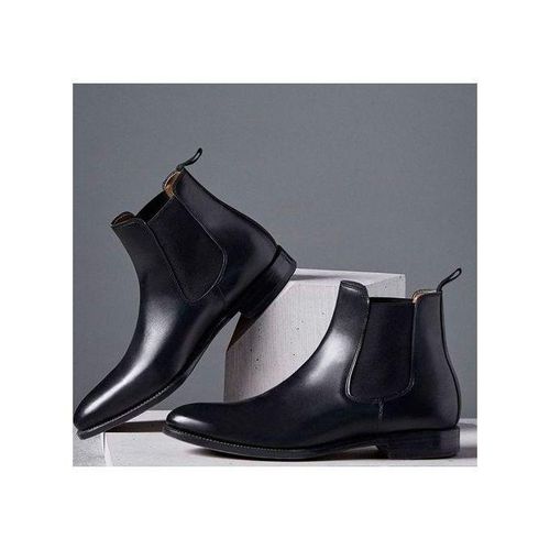 boot homme en cuir-noir