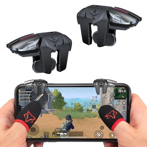 Contrôleur de téléphone portable pour Android et iPhone, contrôleur de jeu à 6 déclencheurs compatible avec PUBG Mobile/Knives Out/Call of Duty Mobile, déclencheurs de téléphone pour les jeux avec tir et visée sensibles