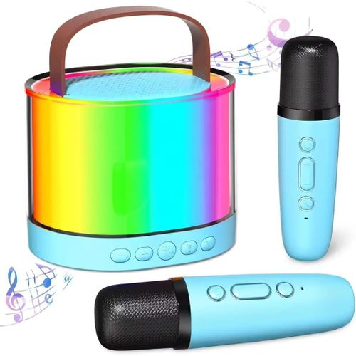 Enceinte Bluetooth- sans fil avec 2 micros, mini karaoké portable