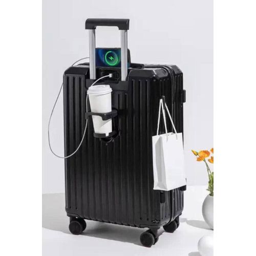 Valise de voyage cabine Noire/size 20 avec port usb et support de mugg