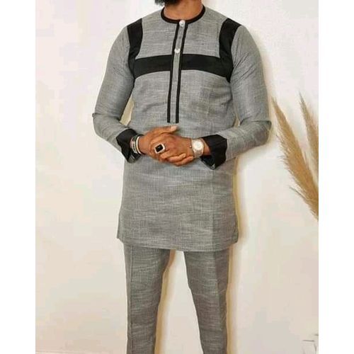 Ensemble Tunique Homme Manche Longue De Couleur Grise