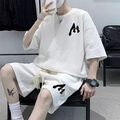 T-shirt décontracté pour homme + Shorts - Blanc