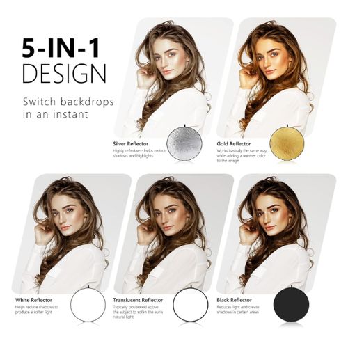 Reflecteur Photo Pour Appareil Photo - 80Cm - 5 En 1