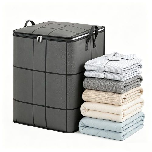 180L extra grand sac de stockage pliable, organisateur de vêtements en tissu épais avec poignées renforcées et fermeture éclaire, corbeille de stockage étanche à la poussière pour la literie, les couvertures, les jouets et le déménagement