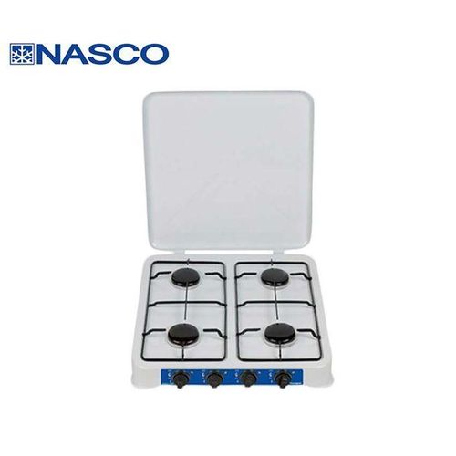 Nasco Réchaud à Gaz à Fermeture - 4 Feux-Nasgs-K4bw - Blanc / Noir - Garantie 3 Mois