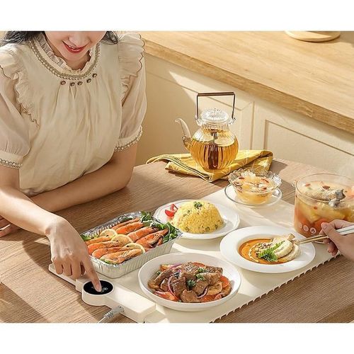 Plateau chauffant électrique pliable en silicone - Blanc