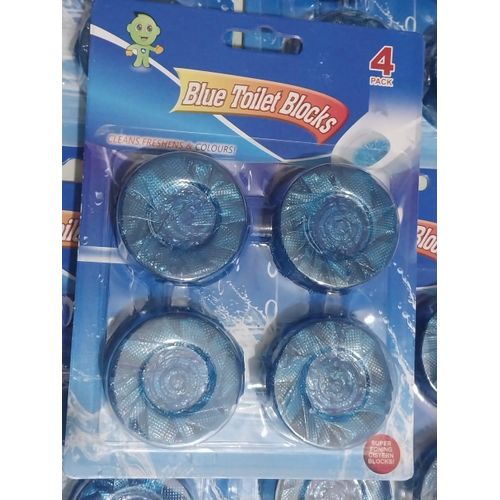 Lot de 4 Paquets de 4 blocs Sanitaire de haute qualité bleu solide pour cuvette de toilette, blocs de nettoyage pour toilettes
