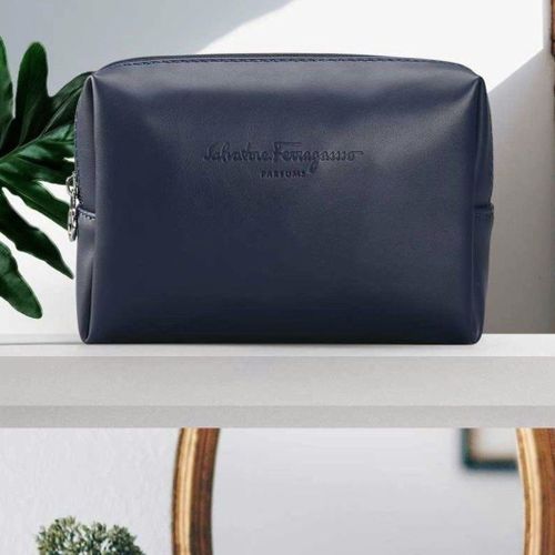 Sachet de maquillage et toilette personnalisé pour première classe aérienne, en cuir souple et imperméable