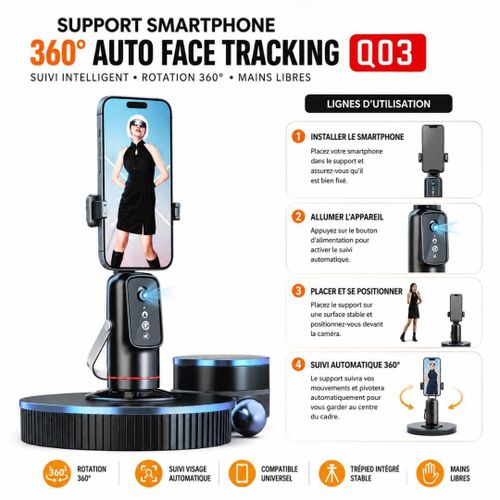 Trépied flexible Q3 360° Auto face tracking